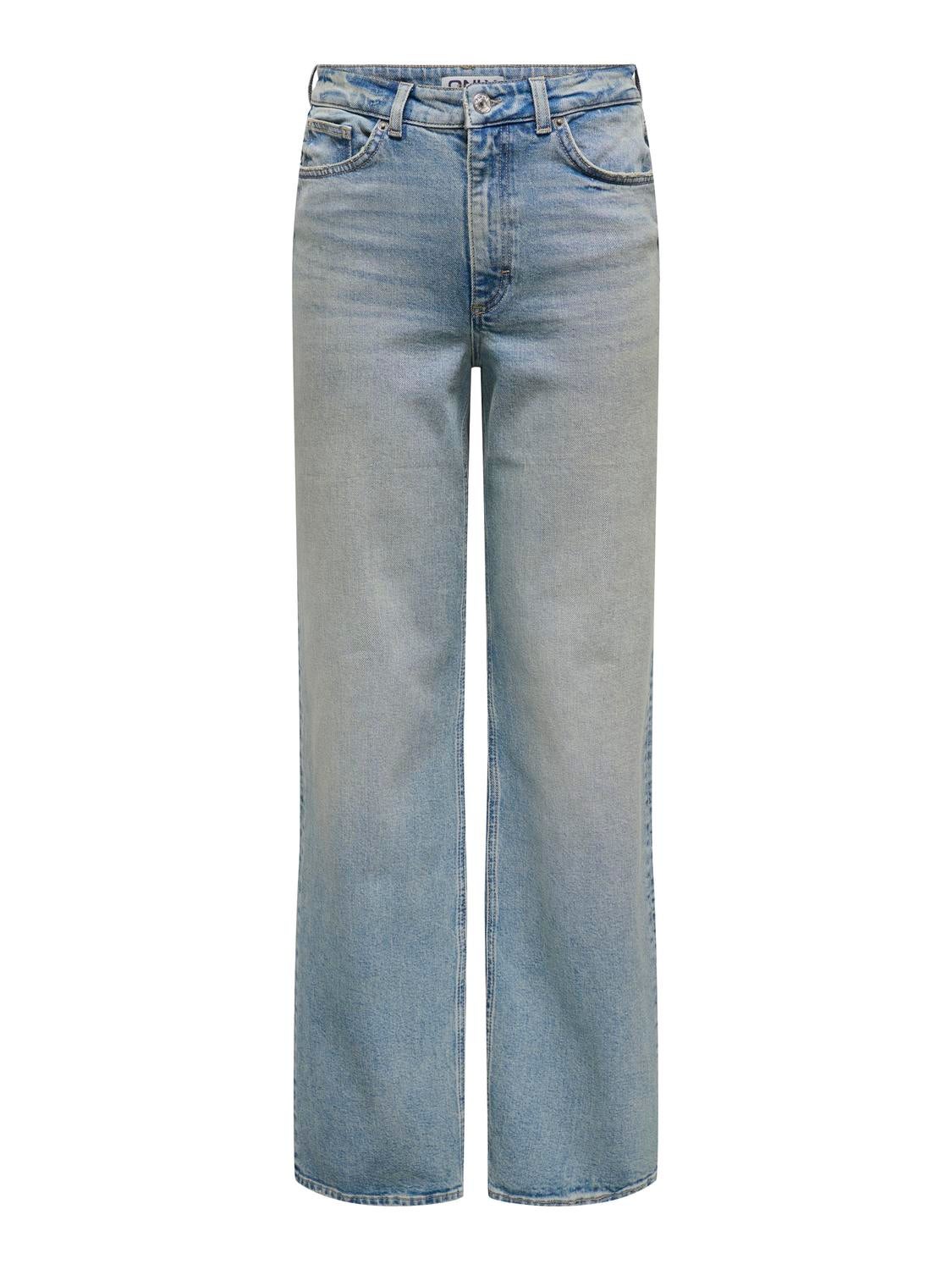 ONLJUICY Hohe Taille Weiter Beinschnitt Jeans Light Blue Denim