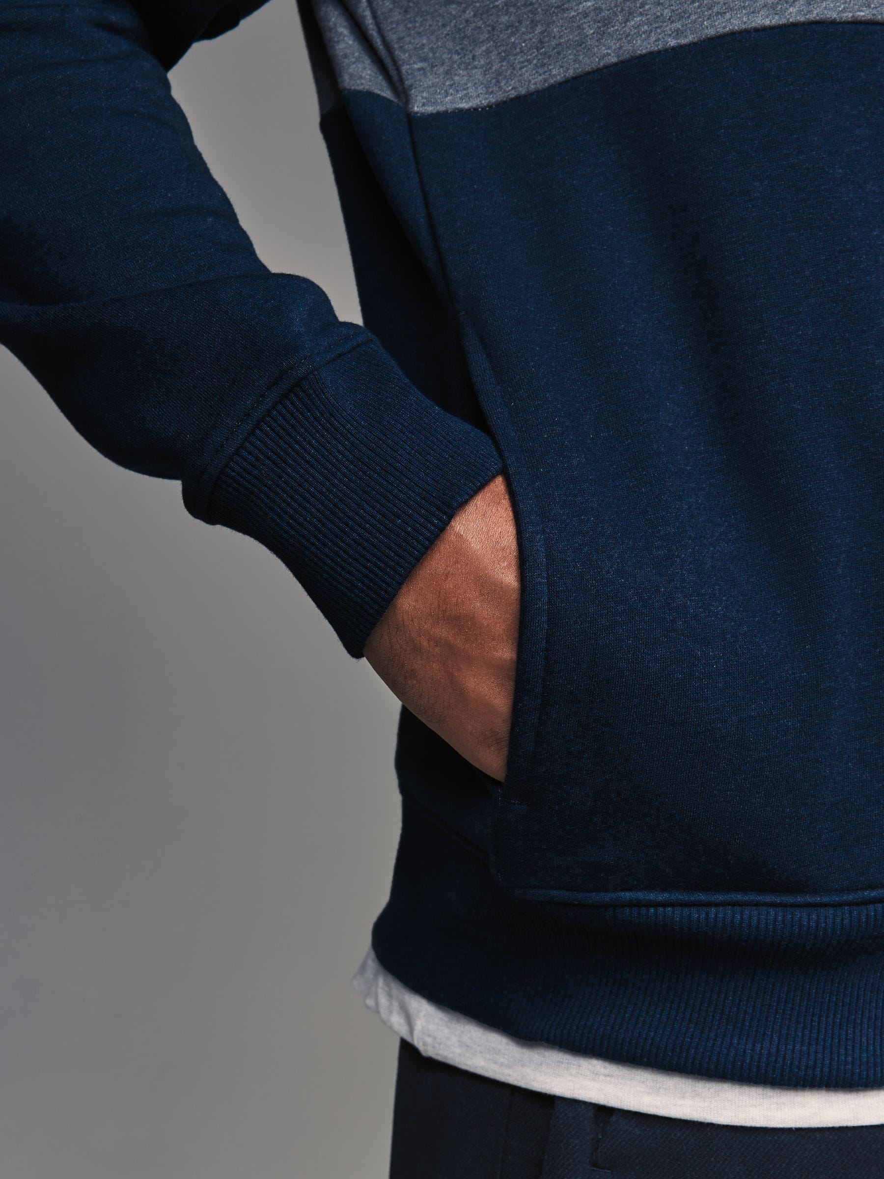 Blauw - Pullover-hoody - Sweatshirt met colourblocking