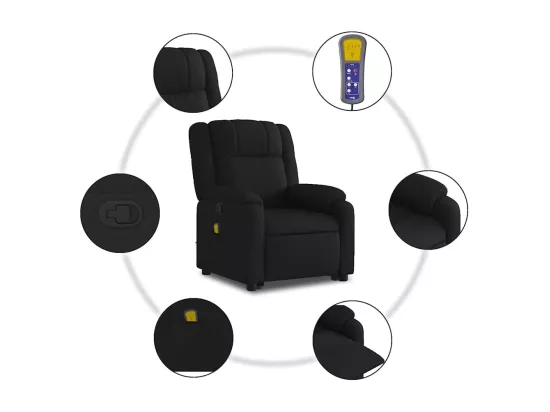 Fauteuil massant inclinable Noir Tissu
