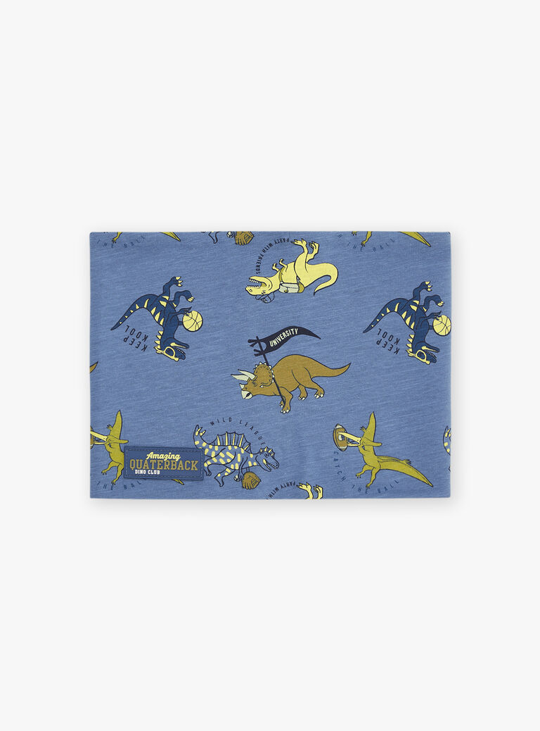 Snood bleu ardoise à imprimé dinosaures