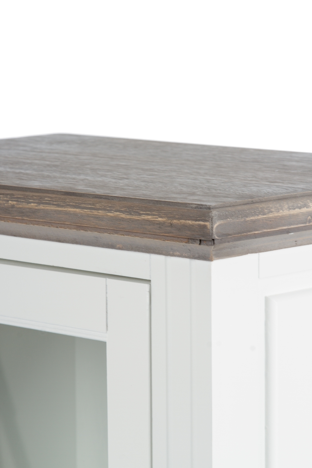 Vitrine RITA - weiß-braun - mit Glastüren - 130 cm hoch