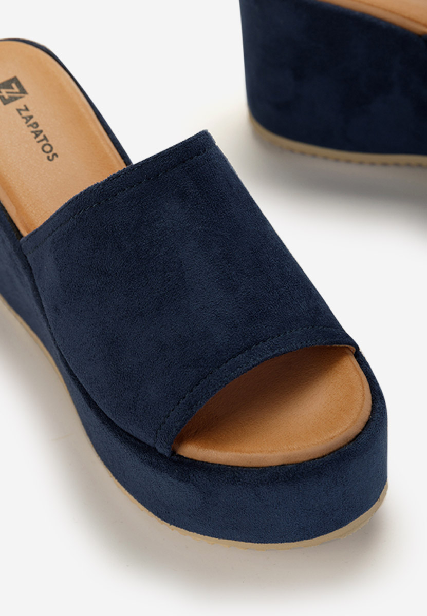 Pantoufles à plateforme bleus Belona