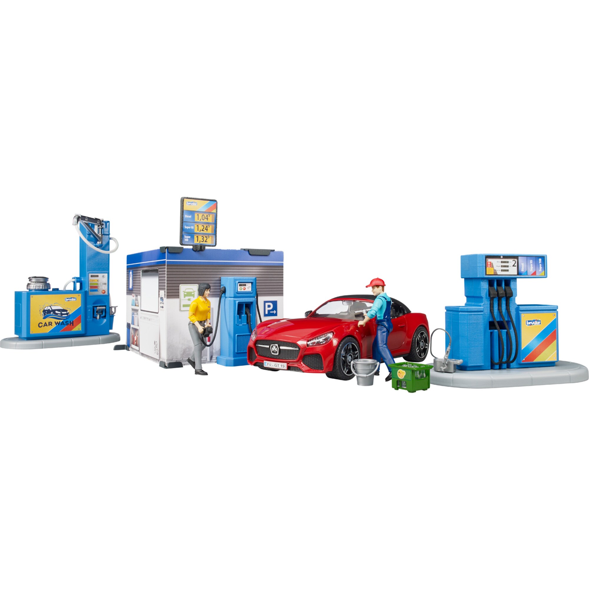 bruder Spielfigur bworld Tankstelle mit Waschplatz