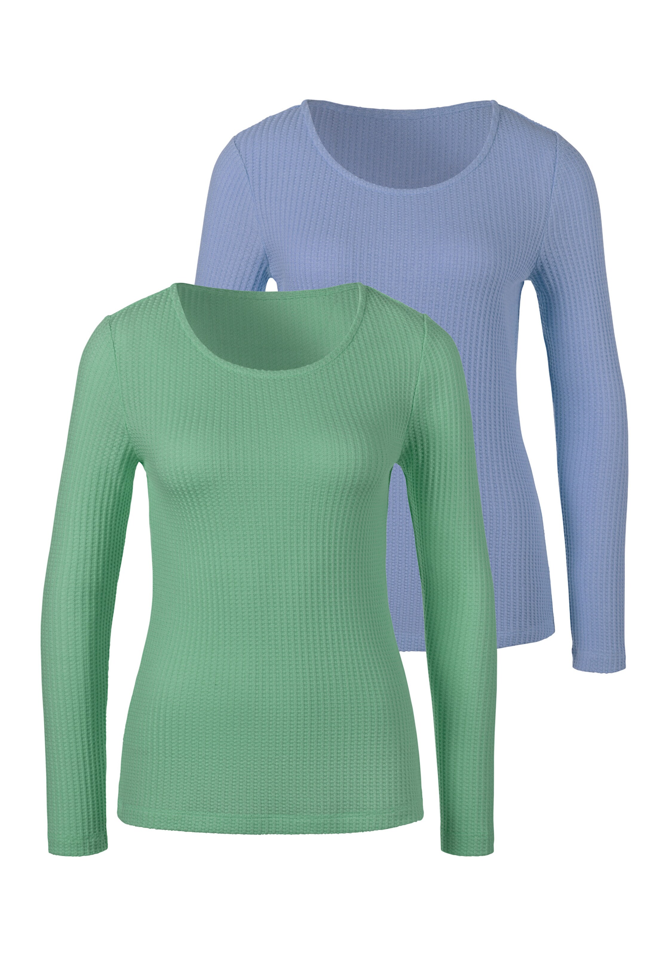 LASCANA Langarmshirt in hellblau, grün