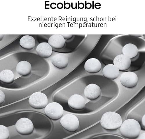 Samsung Waschmaschine, 9 kg, 1.400 U/min, EEK: A, Mikroplastik-Programm, Ecobubble, 14 Programme, WiFi SmartControl, Weiß/Schwarz, WW9ECGC04AAEEG
