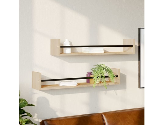 VIDAXL - Etagère murale étagères murales avec barres 2 pcs chêne sonoma 80x16x14 cm