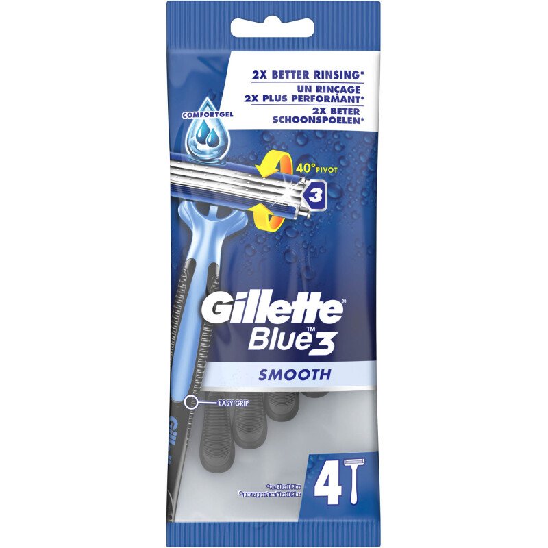 Rasoirs jetables Blue 3 Smooth Gillette - Sachet de 4