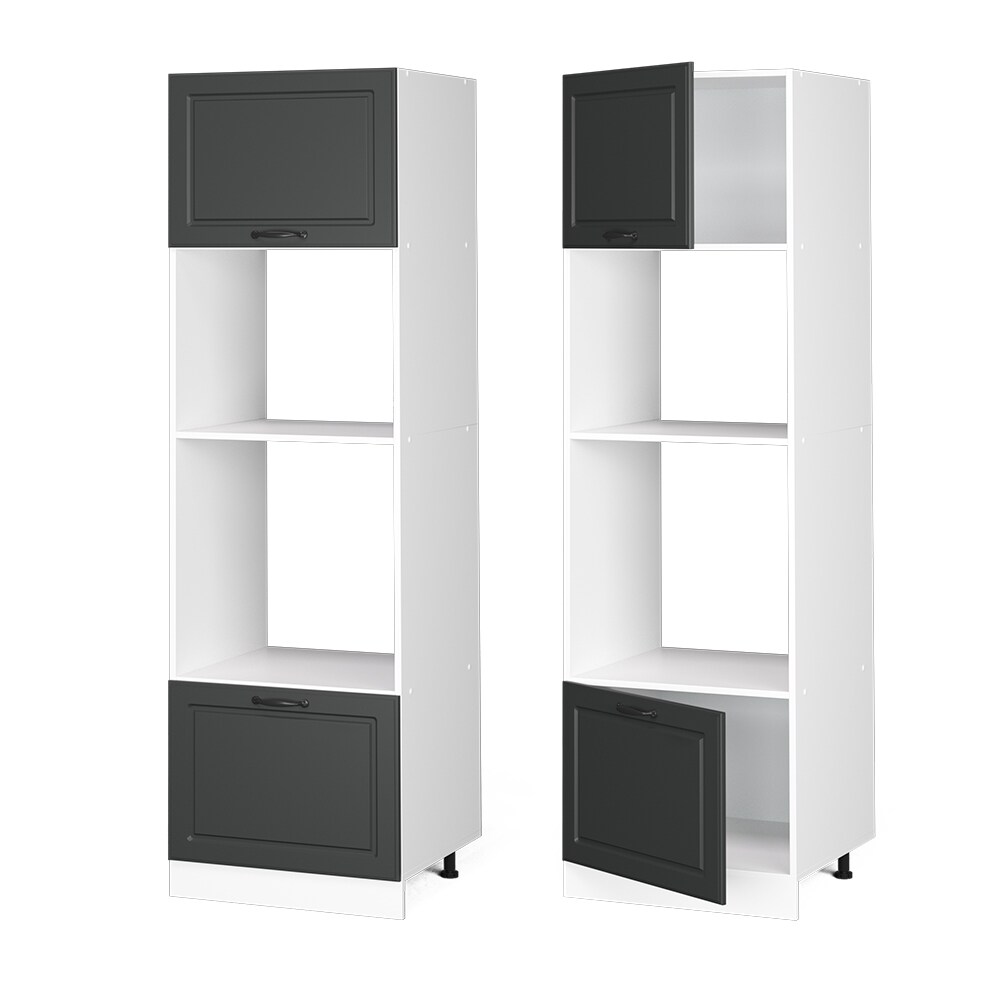 Vicco Mikrowellenumbauschrank Küchenschrank Küchenzeile Landhaus R-Line 60 cm Weiß-Anthrazit