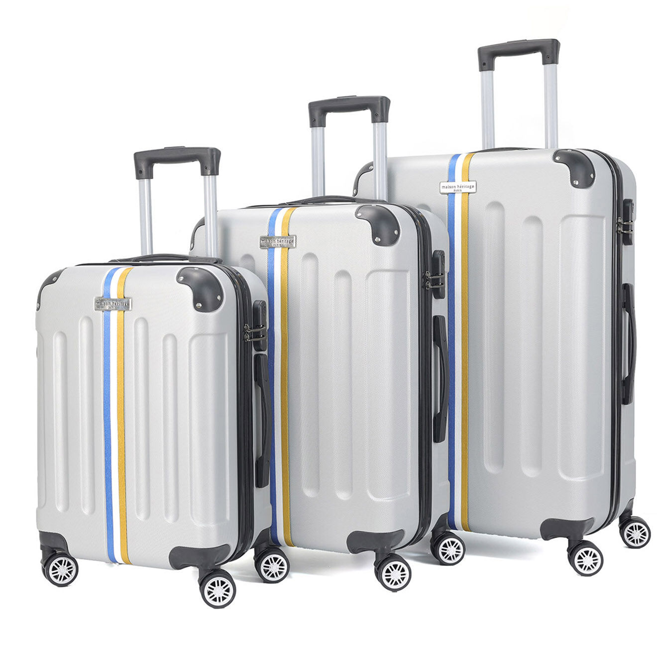 Maison Héritage 3 Valises 4 roues doubles Rivoli 55/65/75 cm argentées