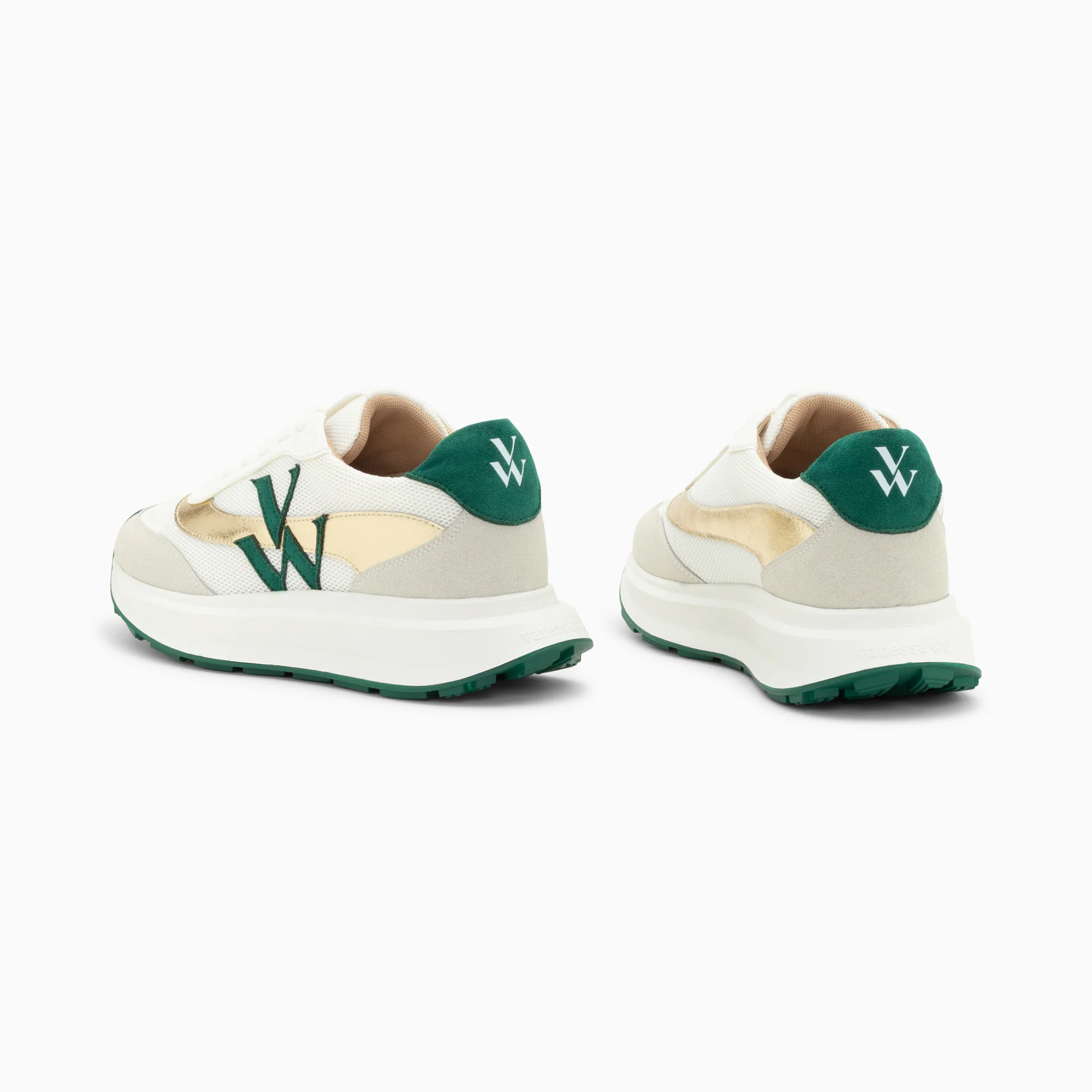 Sneakers-Baskets monogramme Lana vert et or à semelle oversize
