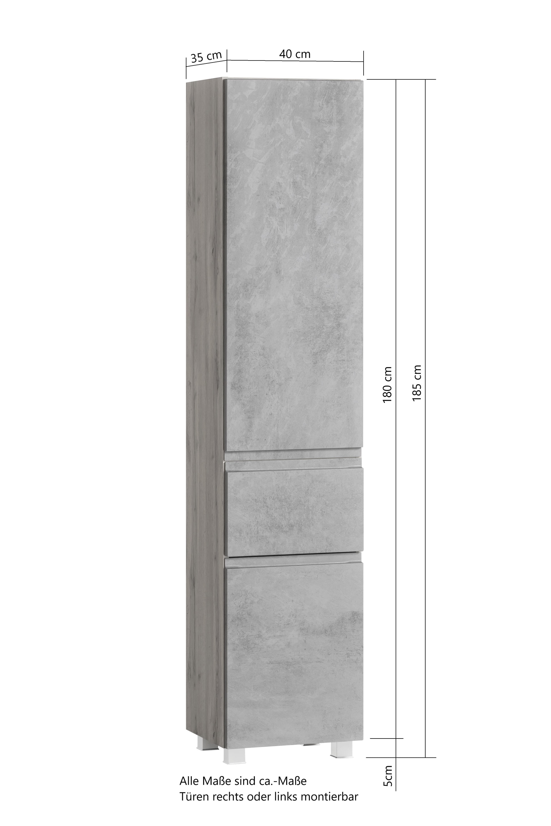 Seitenschrank Gent weiß/braun B/H/T 40x180x35 cm