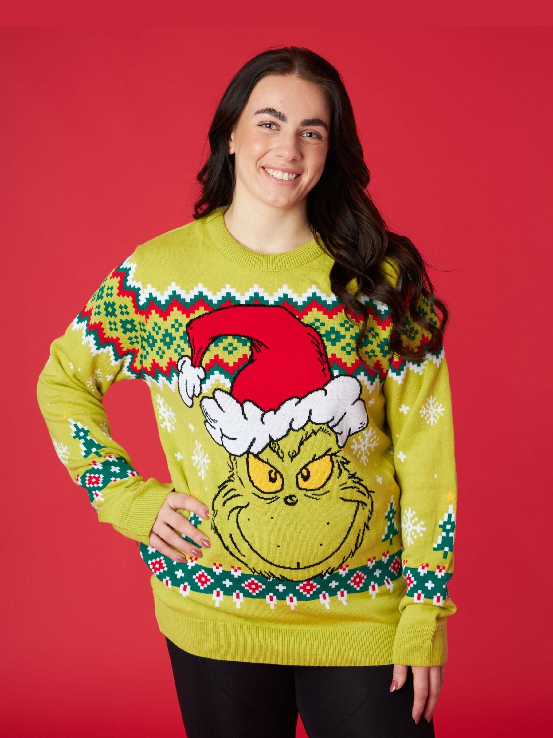 Groen met kerst-Grinch - Vanilla Underground - Gelicentieerde gebreide herenkersttrui