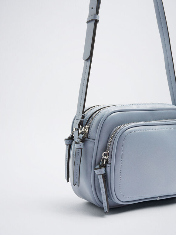 Bolsa de ombro com vários bolsos - Azul