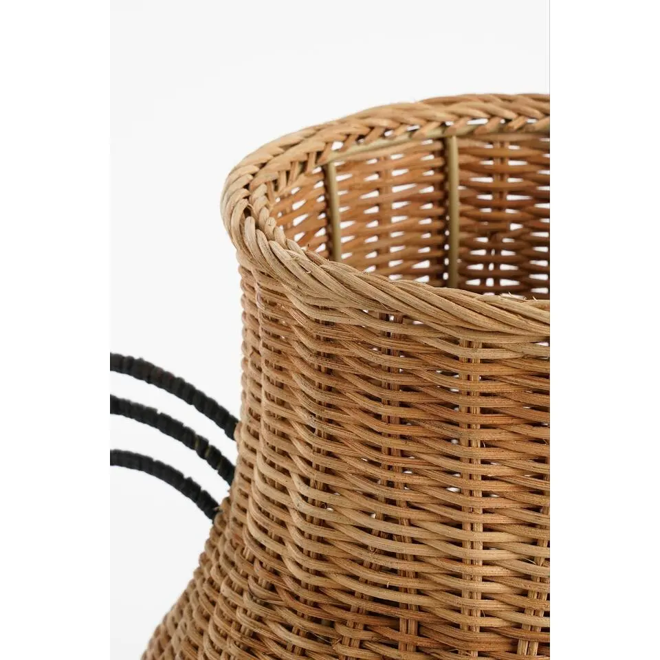 Mica Decorations Fabiola Decoratie Vaas - H43 x Ø30 cm - Rotan - Bruin