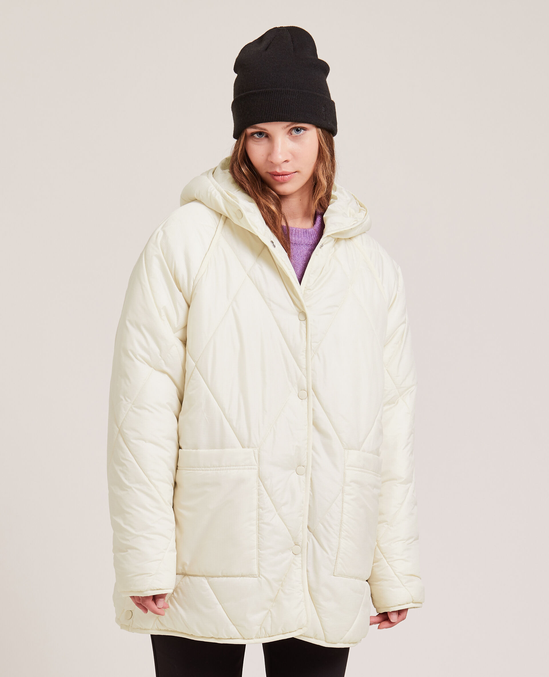 Veste matelassée avec capuche - Écru