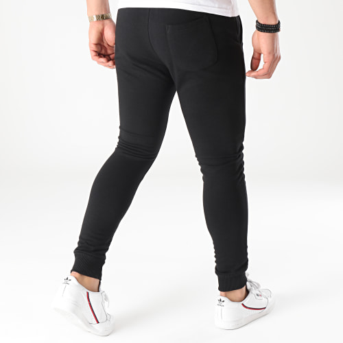 Pantalon Jogging Logo Noir Orange Fluo