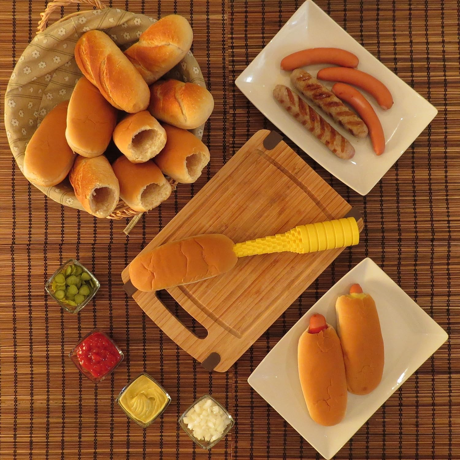 (20cm) Hot Dog Brötchen Stanzer BBQ Zubehör Bratwurst Brötchen Bohrer Küchenhilfe - Gelb
