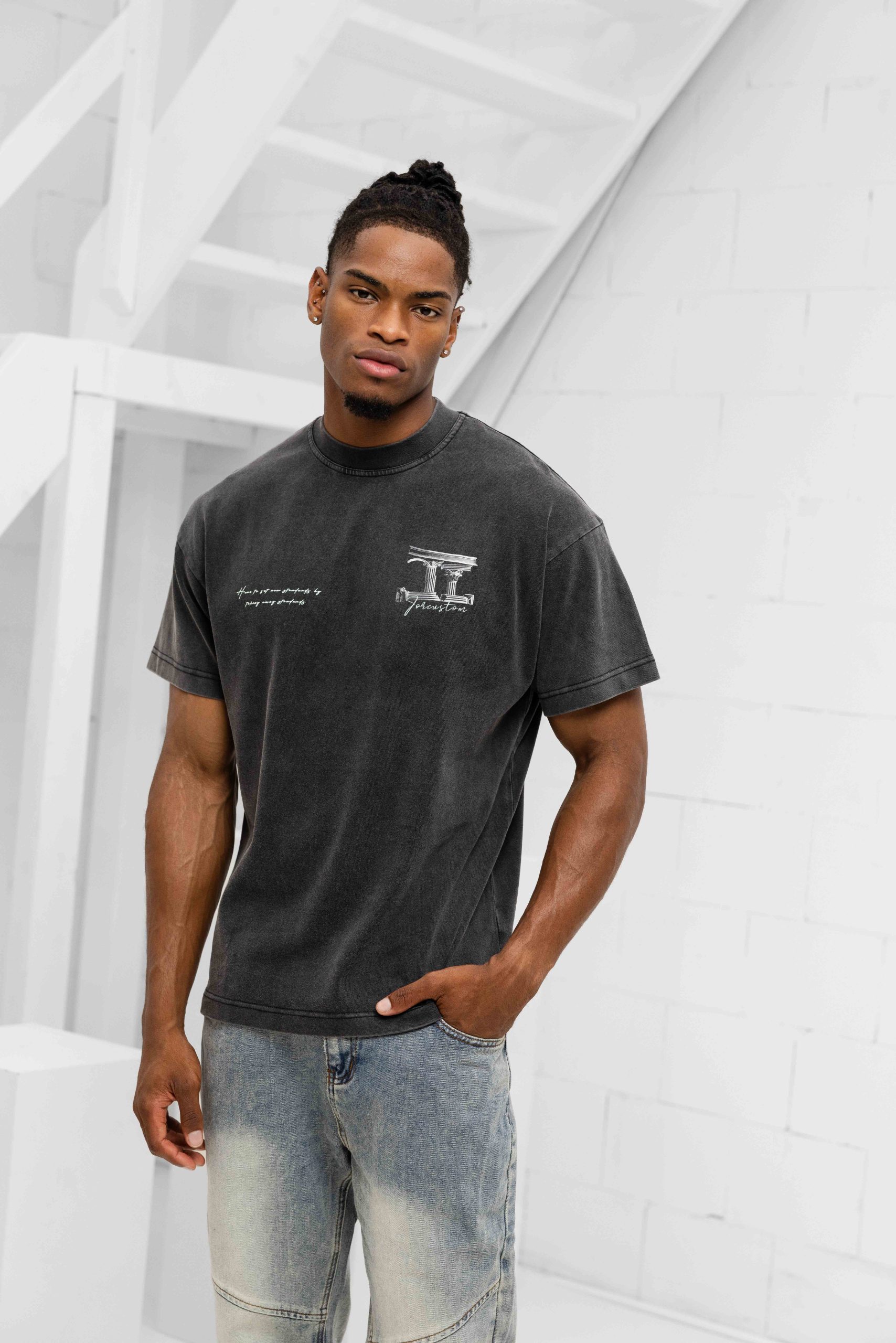 Jorcustom Broken World Loose Fit T-Shirt Heren Grijs
