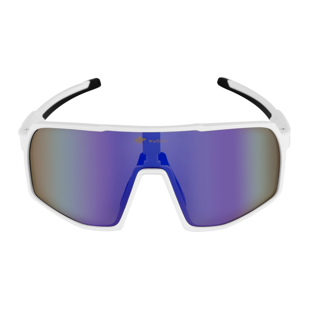 Polarisierte UV Sportbrille Fahrrad Sonnenbrille inkl. Etui - Weiss / Schwarz