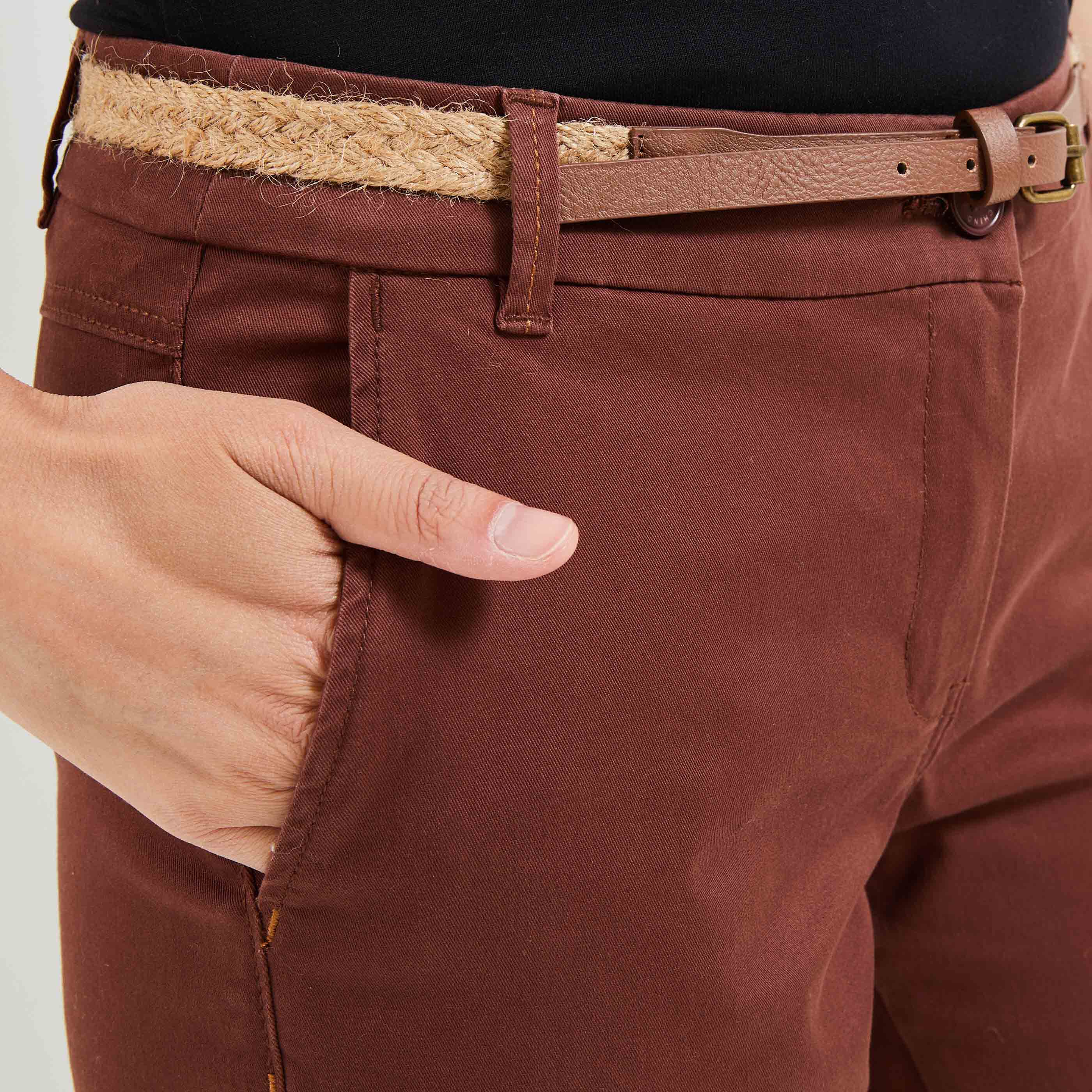 Pantalon chino femme - MARRON