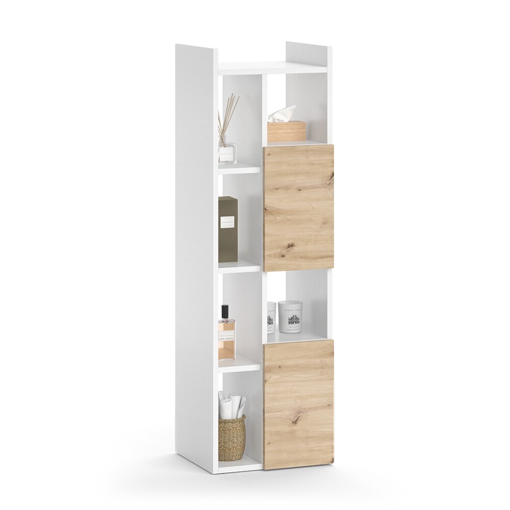 Vicco Hochschrank Alf 36 x 117 cm, Weiß Artisan Eiche, Badezimmer, Badschrank
