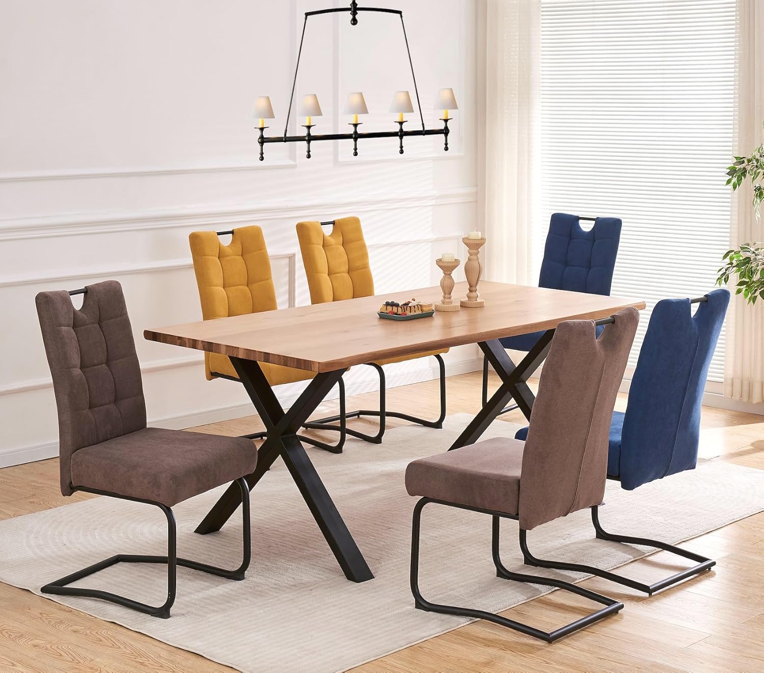 B&D home® Esszimmerstühle Sofia 2er Set – Freischwinger Schwingstuhl, gepolsterte Sitzschale mit Griff, Webstoff Braun, Metallkufe schwarz, Retro-Industrial Design für Esszimmer, Küche & Büro