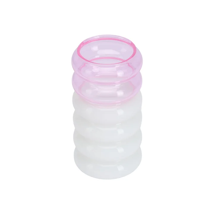 Design Letters - Bubble - 2 in 1 Vase & Kerzenhalter, H 13,5 cm, pink / milky white