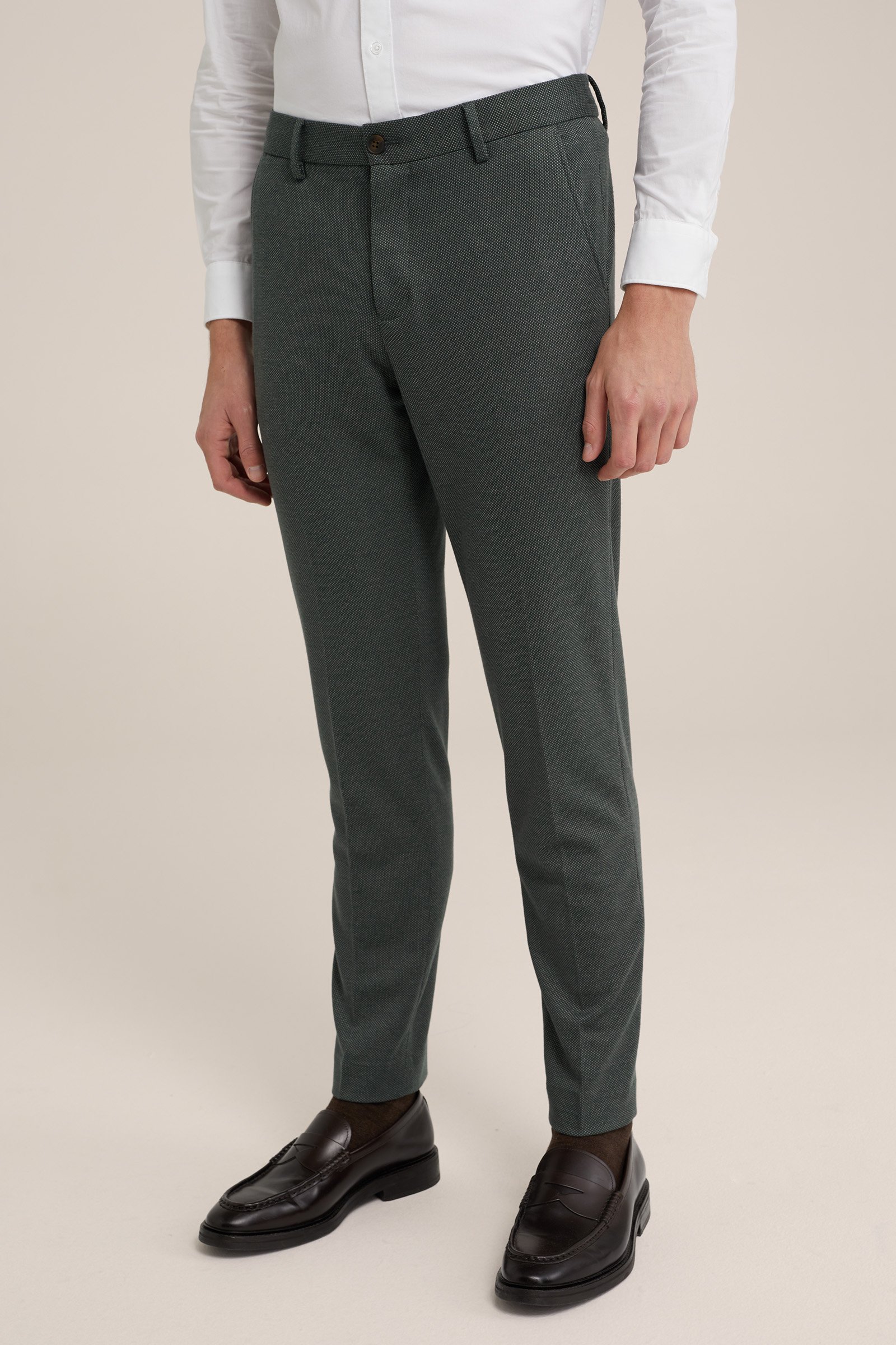slim fit pantalon met dessin WE Fashion Grijsgroen
