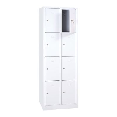 Vestiaire 2 colonnes soit 8 cases monobloc - H180 x L60 x P50 cm - blanc