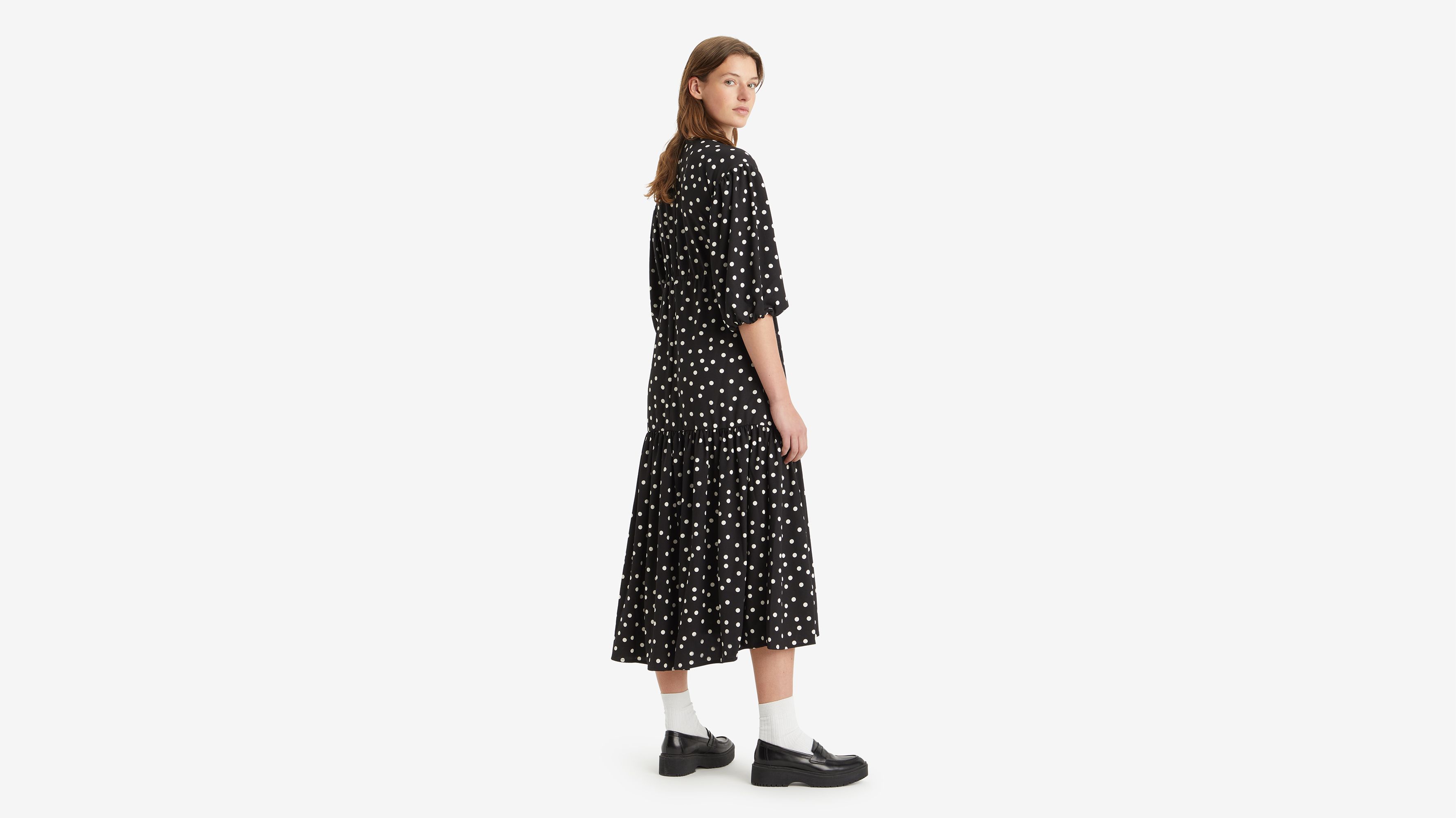 Robe portefeuille Brielle - Tasha Dot Caviar - Noir