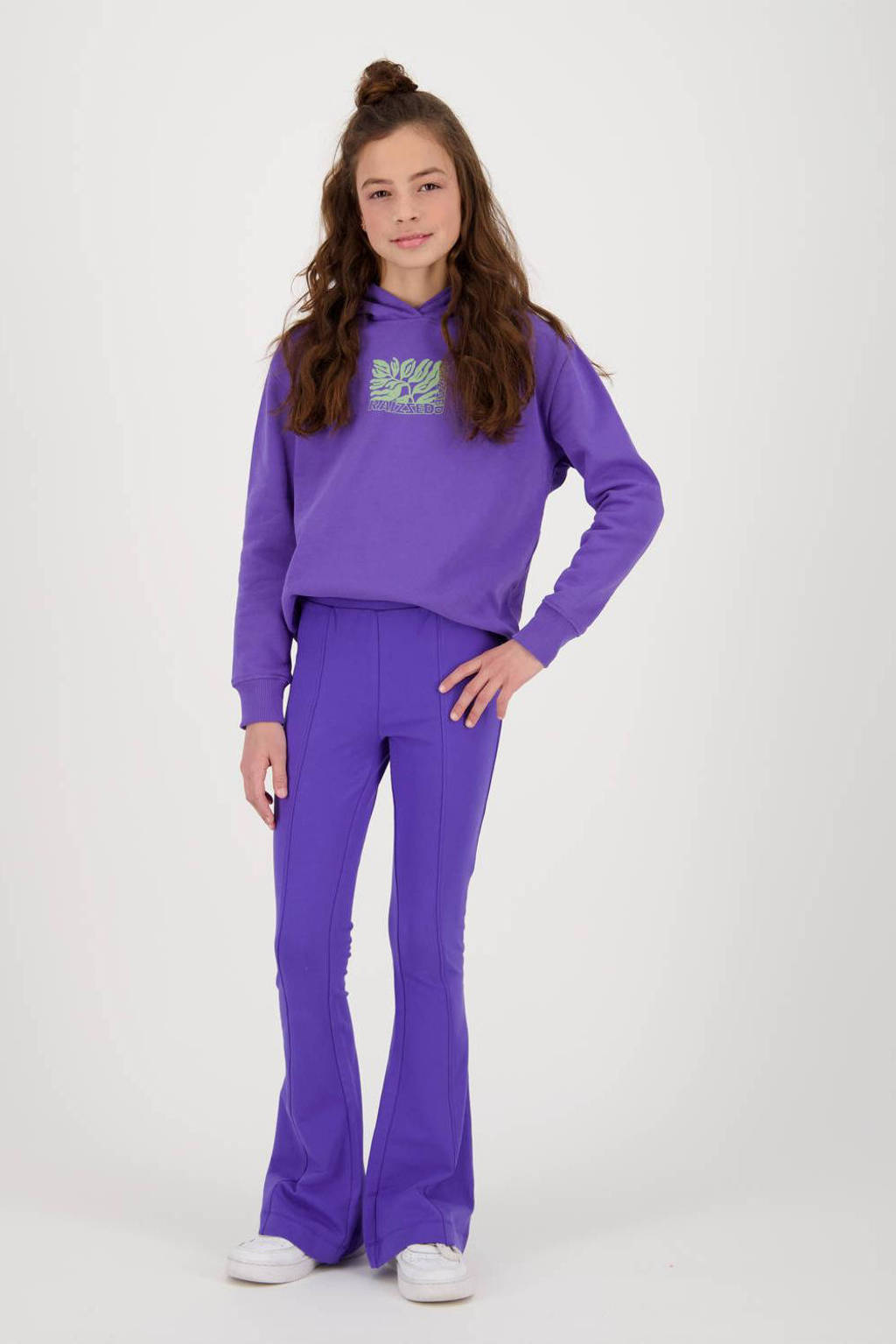 Raizzed high waist flared broek Melis paars