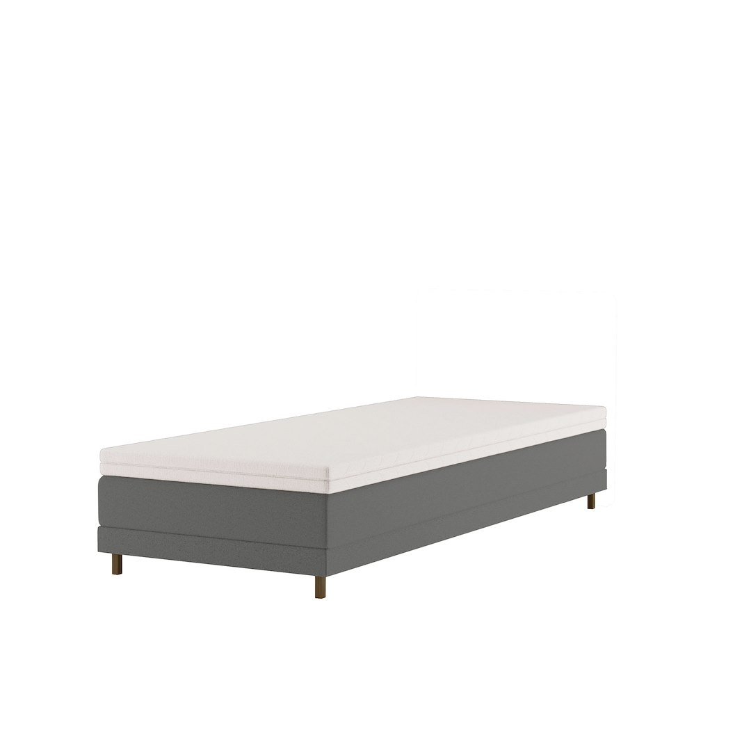 Premium 14 regulerbar seng 90x200 cm Tekstil Storm 97 mørk grå, fast, Premium 14 overmadrass med røkfarget 15 cm ben, gavl selges separate.
