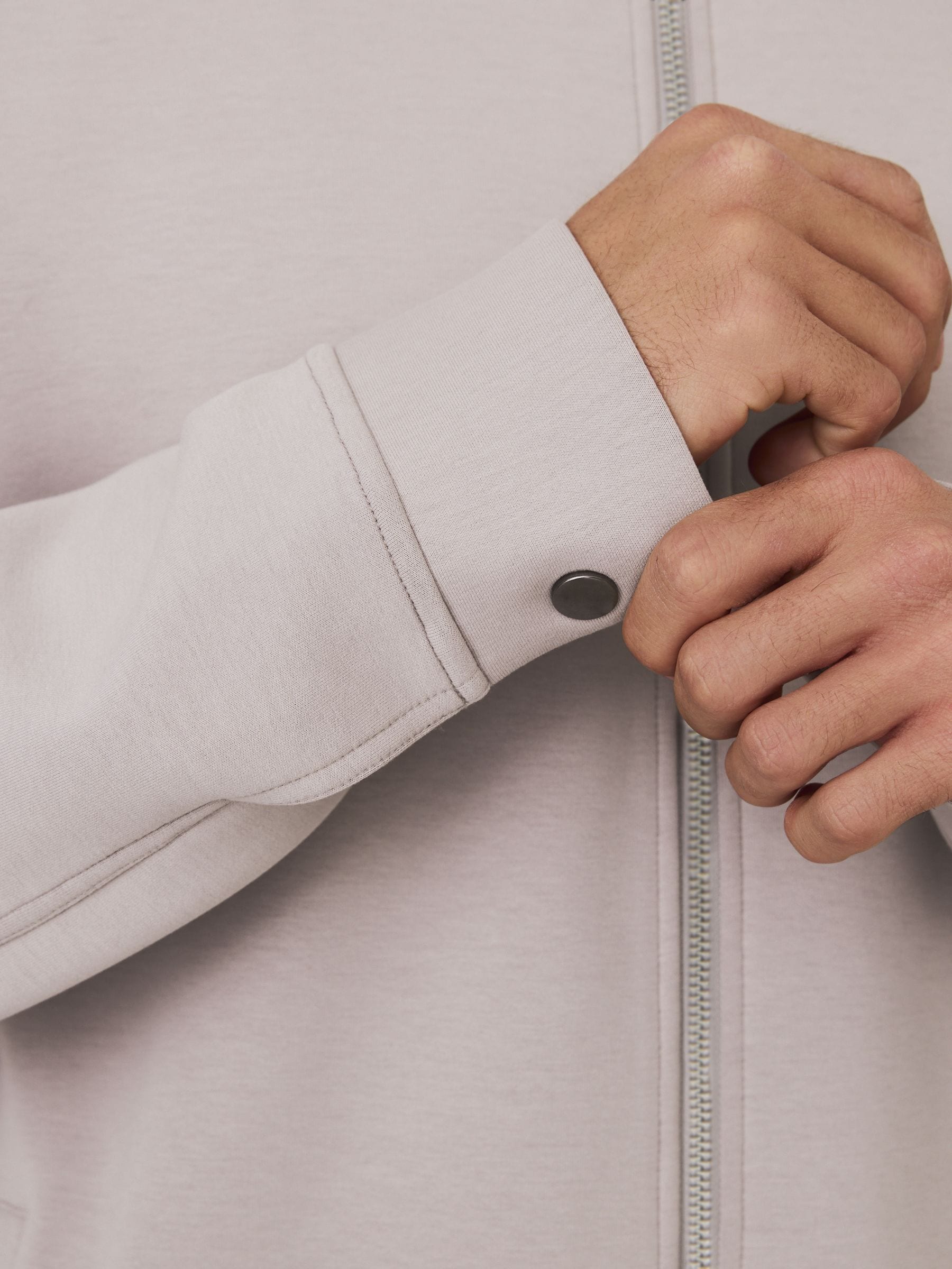 Ice grey - Soft Touch Scuba Zip Through Shacket
