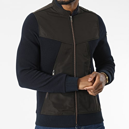 Veste Zippée BLC22K04 Bleu Marine Marron Foncé