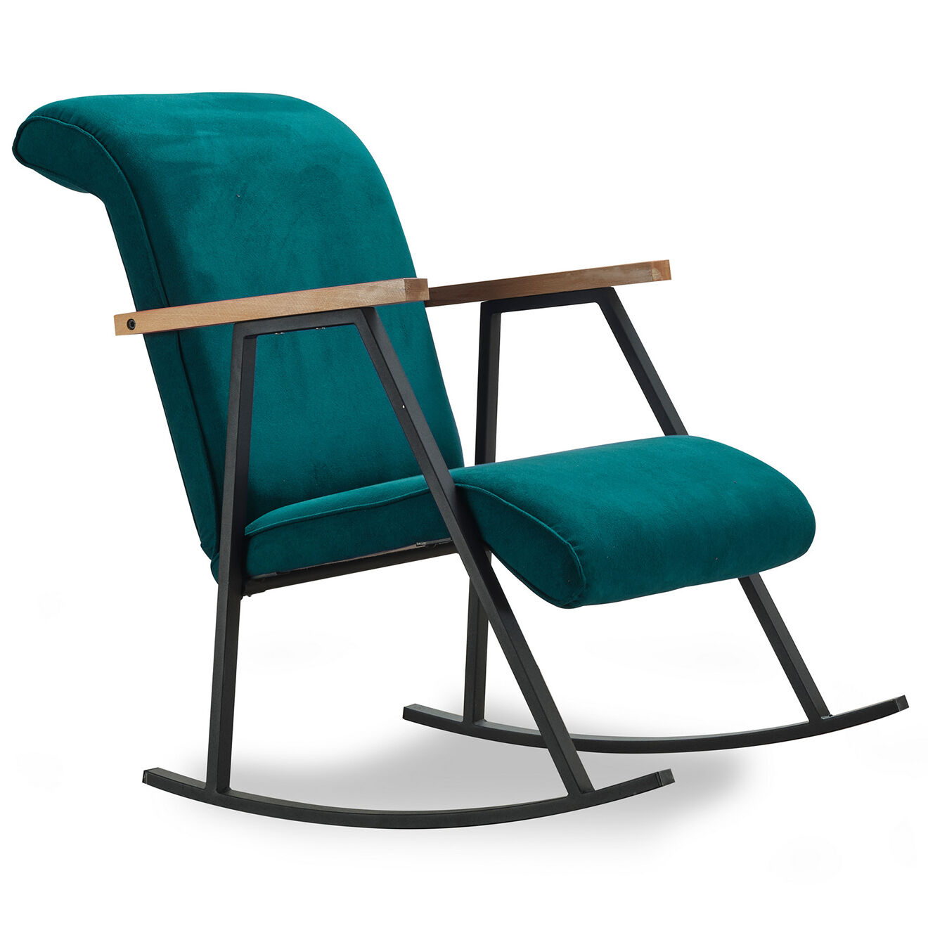 Atelier del Sofa Chaise à bascule Yoka bleu pétrole - 100x55x65 cm
