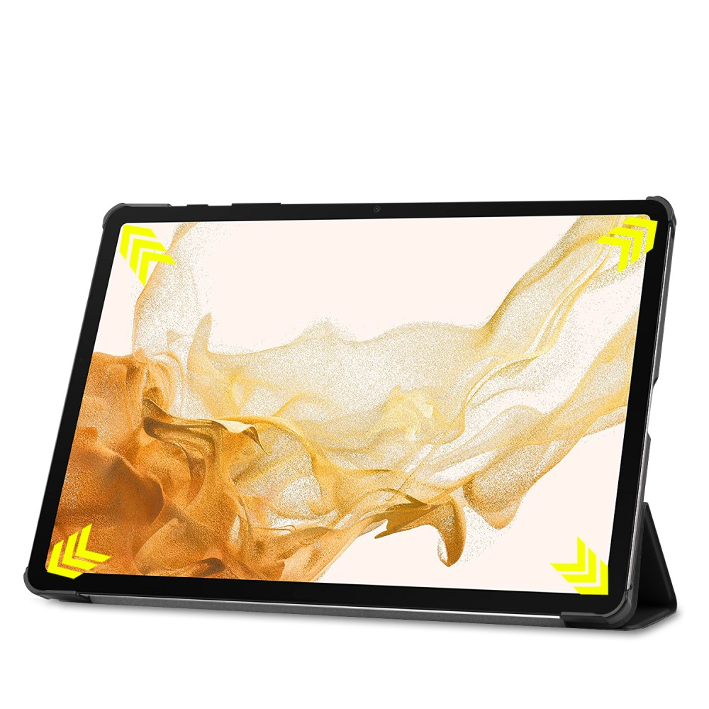 Samsung Galaxy Tab S10  Plus Flipcase Hülle Ledertasche mit Aufstellfunktion Litchi Look   S-Pen Halterung - Schwarz