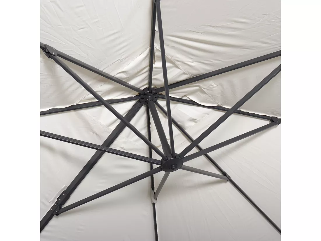 Parasol déporté rectangulaire 3x4m - Wimereux - Ecru - Parasol excentré inclinable dans 5 positions. rotatif à 360°.