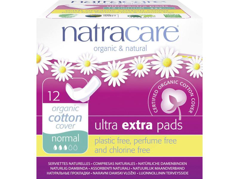 Natracare Binde mit Flügeln Ultra Extra Normal 12 Stück Binden mit Polsterung und Flügel