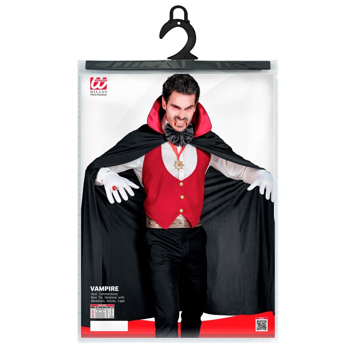 Halloween Kostuum Zwart Rood Heren Vampier 4 delig