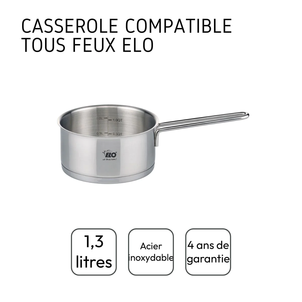 Casserole en inox 16 cm capacité 1,3 litres Citrin Elo