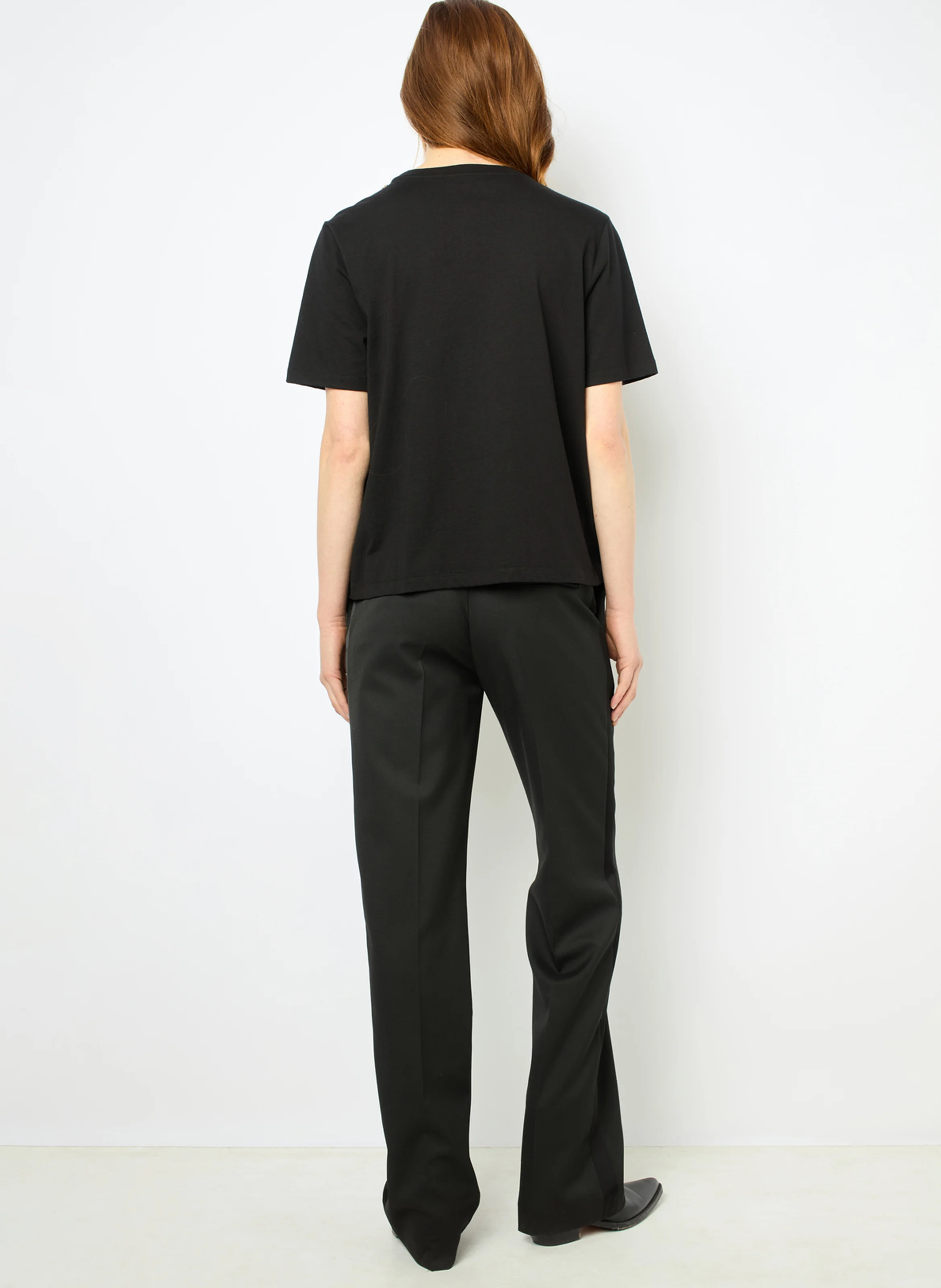 AGNES - Tee-shirt col rond droit en coton | Noir