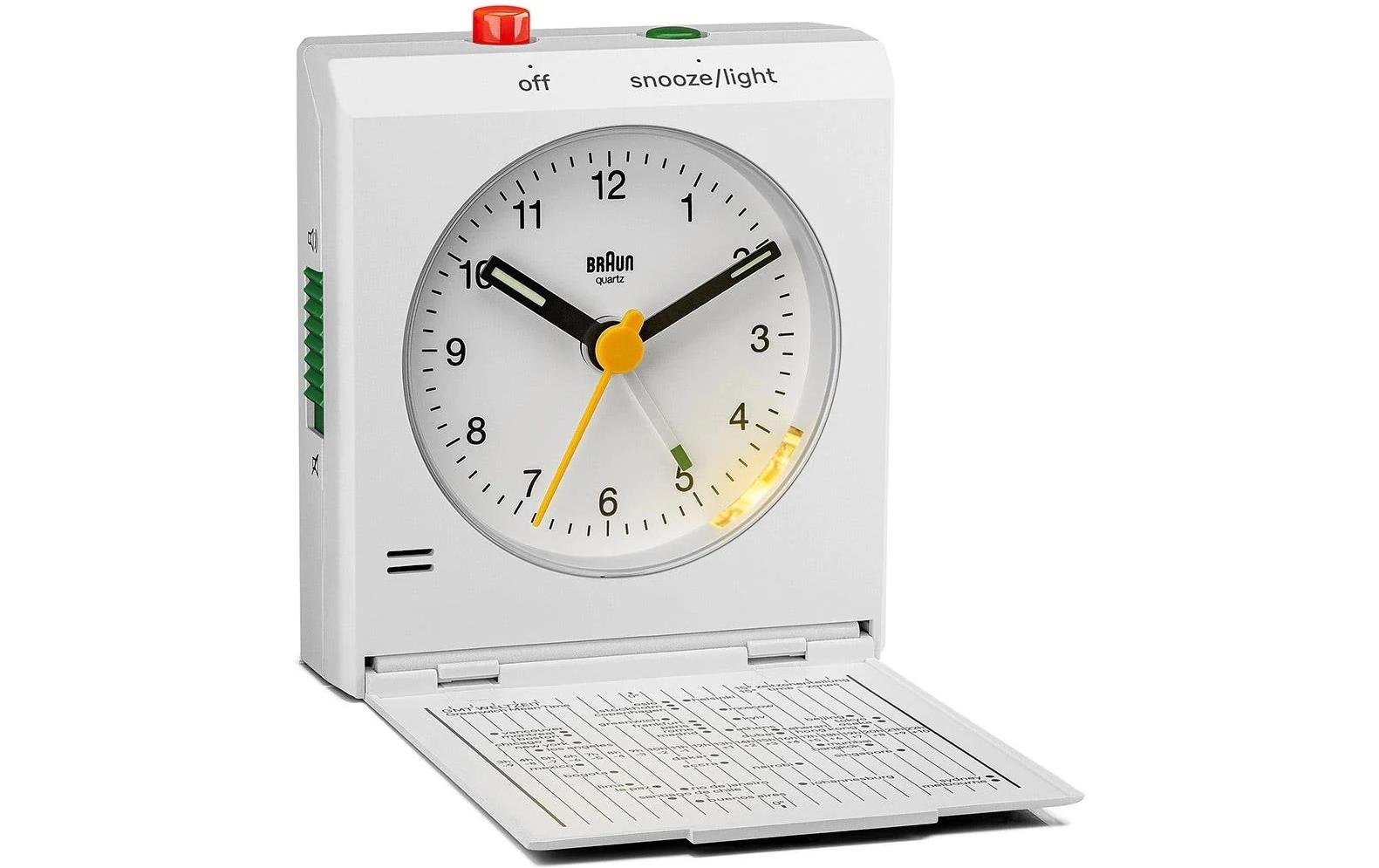 Klassischer Wecker Reiselog WeissReisewecker