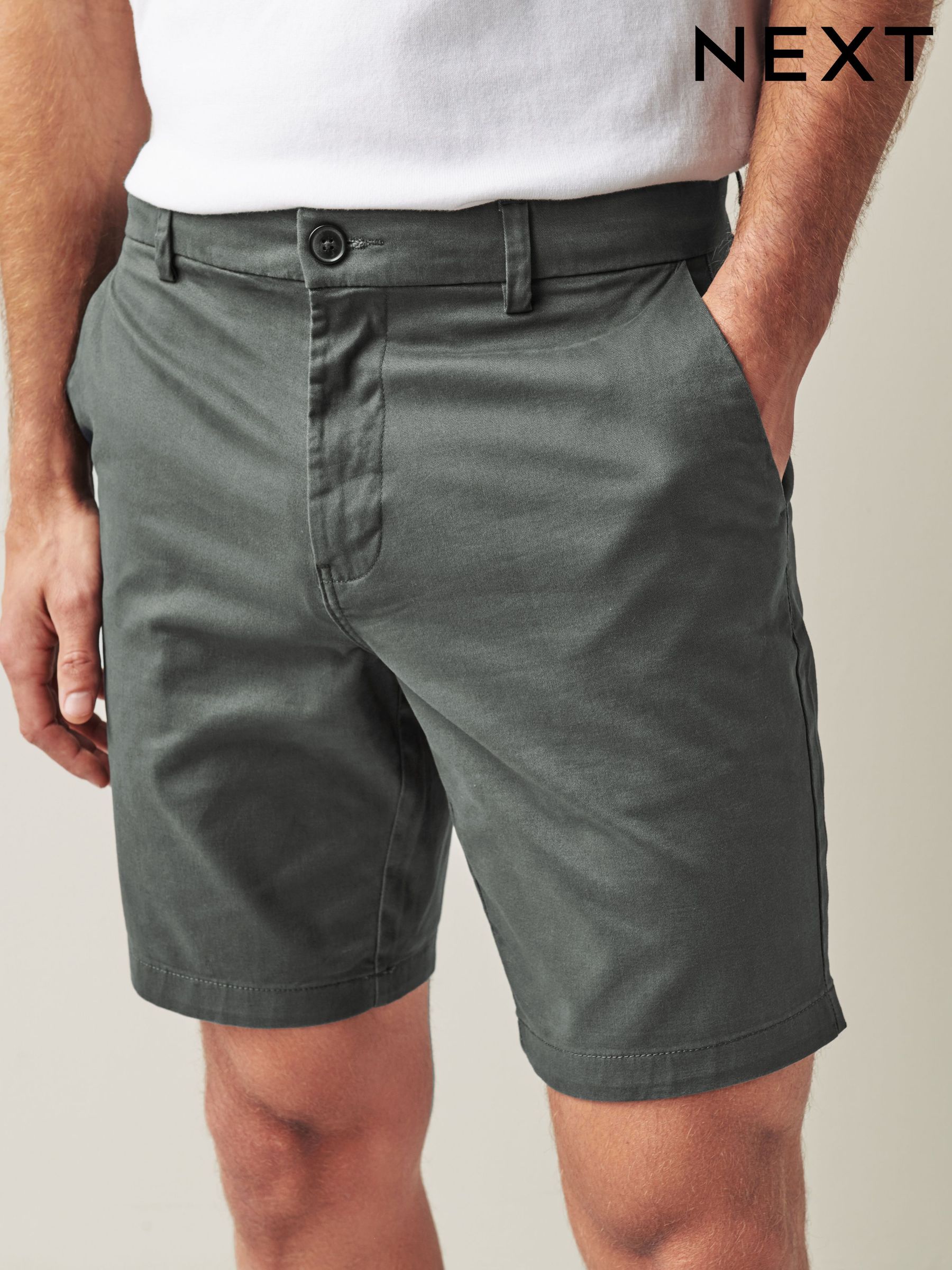 Antraciet - Straight fit - Chinoshort met stretch