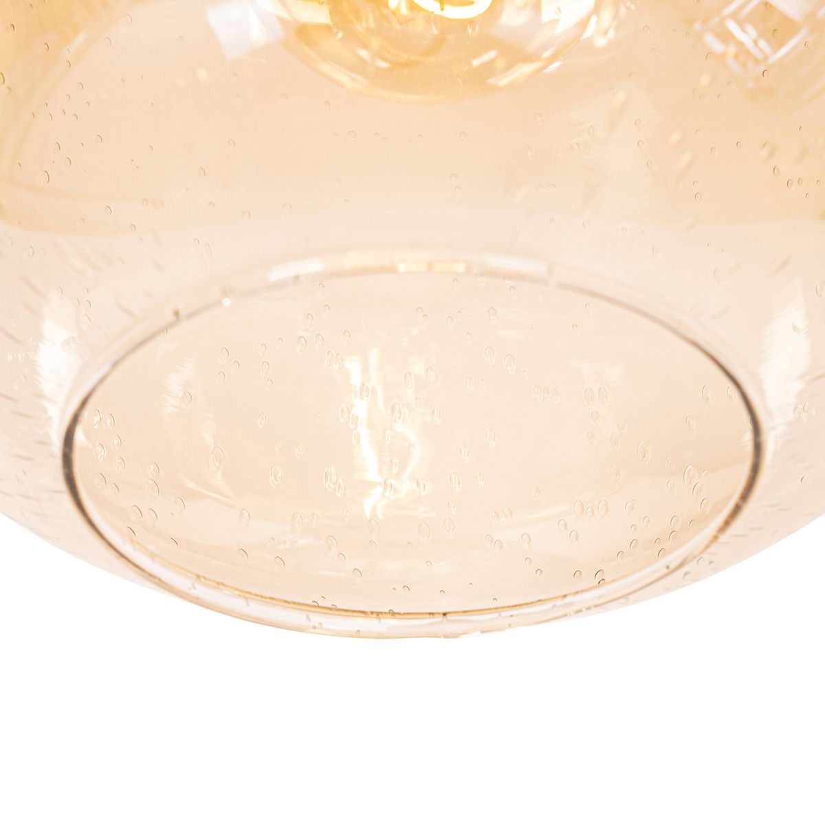Design hanglamp zwart met messing en amber glas - Zuzanna