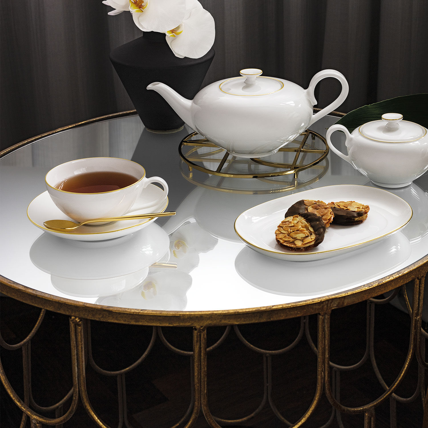 Anmut Coffee cup saucer White, 6'', Premium Bone Porcelain