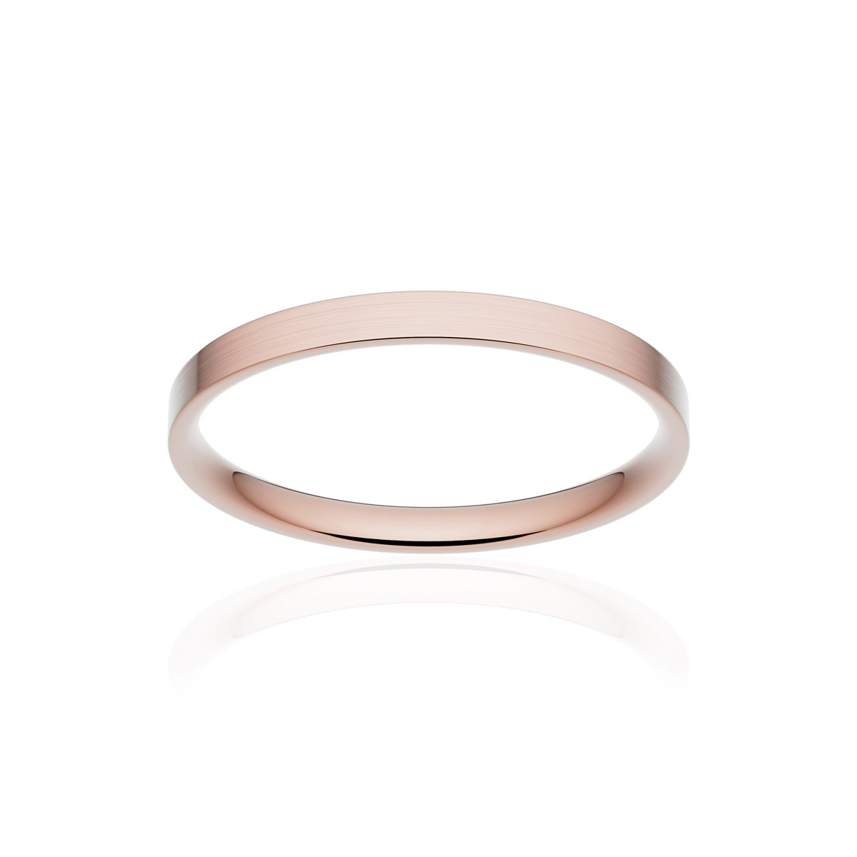Alliance or 750 rose brossé ruban plat confort 2mm