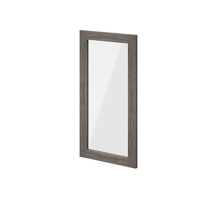 Porte battante verre transparent effet chêne grisé GoodHome Atomia H. 74,7 x L. 37,2 cm