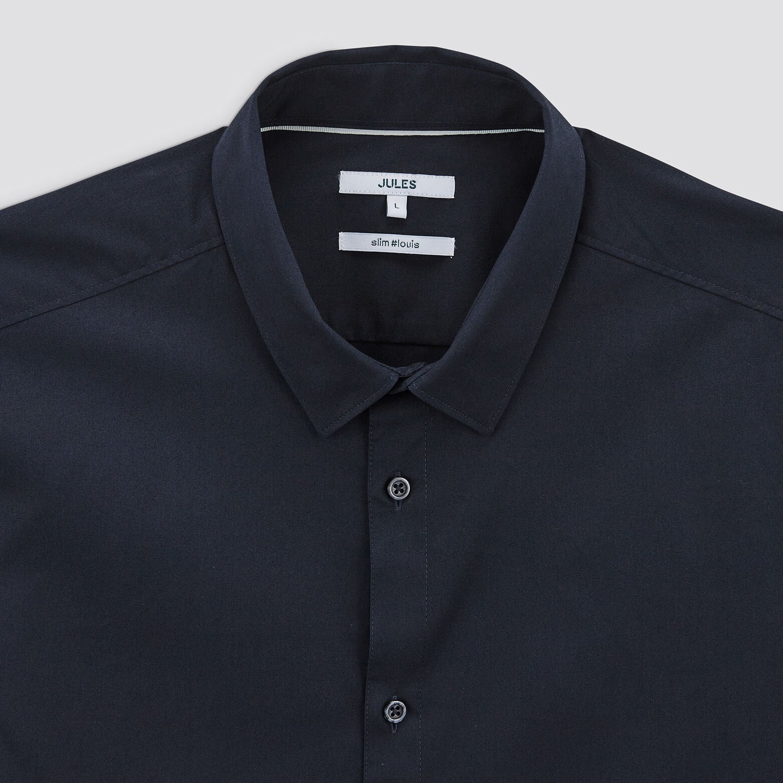 Chemise slim unie coton biologique stretch Bleu foncé