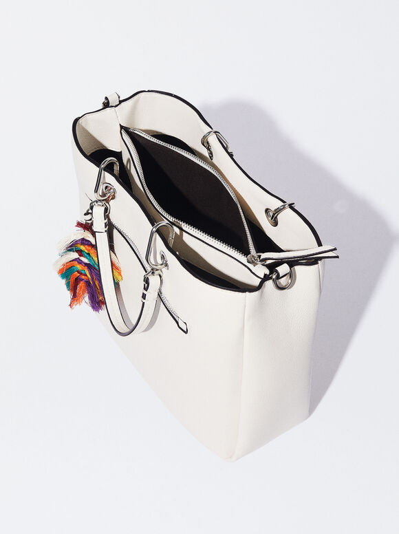 Bolsa de compras removível com alça - Branco-creme
