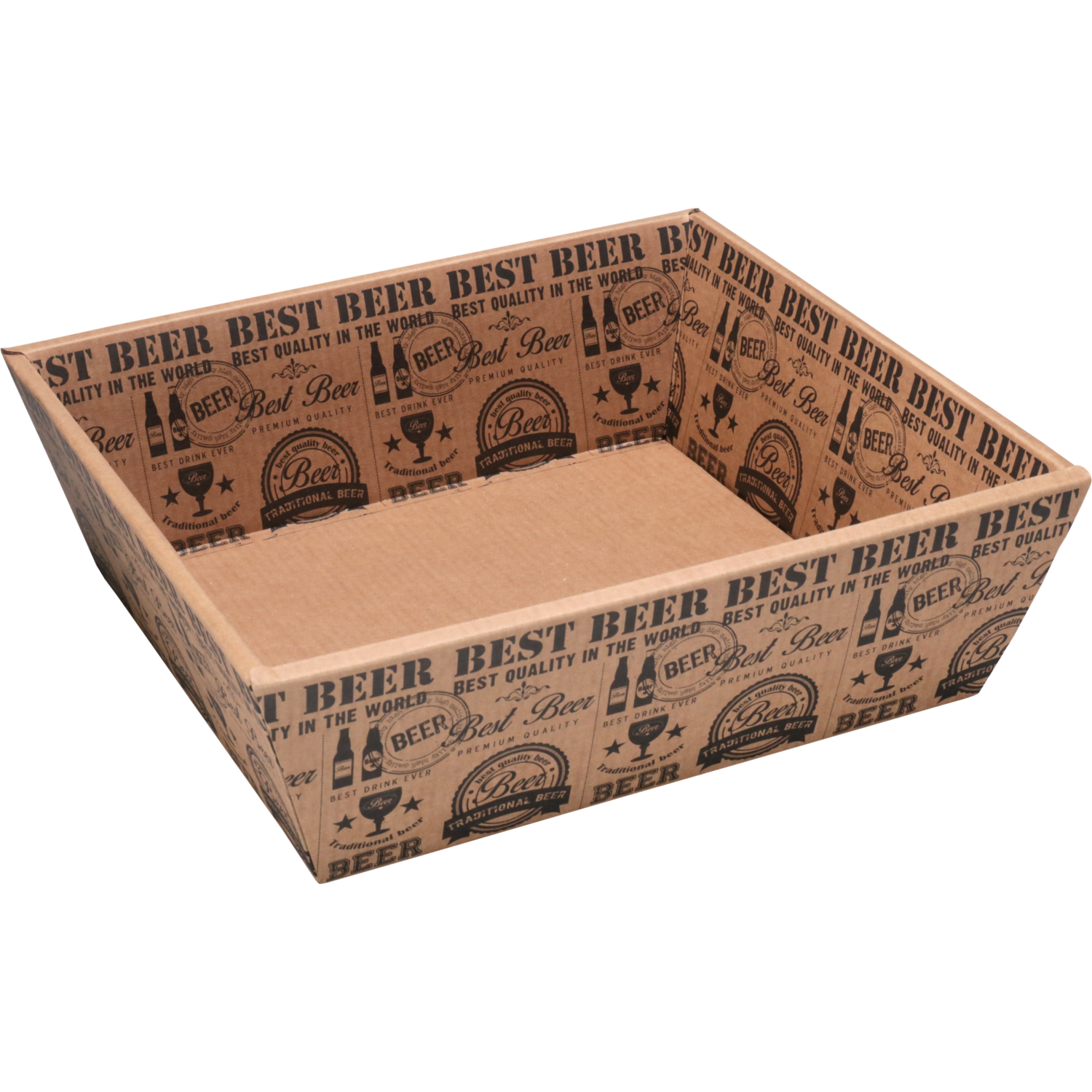 Mand, golfkarton, biermand, 31x29x10cm, vierkant, bruin
